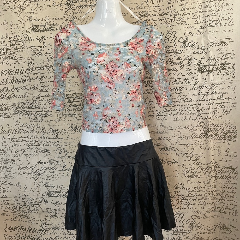 M  Black Skater Skirt and M body fit floral top